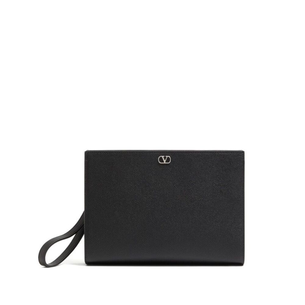 Valentino Garavani Men Vlogo Signature Leather Pouch